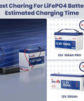 Heavy Hitter 12V 40A LiFePO4 Battery Charger For 14.6V Lithium Batteries shown charging 12V 100Ah and 200Ah batteries.