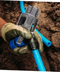 Ciieeo 3 Piece Pipe Threader Kit For Pvc Plumbing, Electric Drill Compatible threading tool in use, cutting 1 inch pipe.