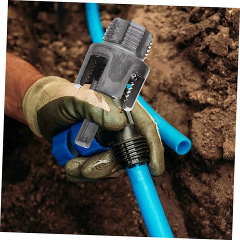 Ciieeo 3 Piece Pipe Threader Kit For Pvc Plumbing, Electric Drill Compatible threading tool in use, cutting 1 inch pipe.
