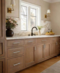 Rock Solid Heavy Duty Zinc Alloy Cabinet Pulls Set Of 10 In Brushed Satin Nickel Finish on wooden kitchen cabinets