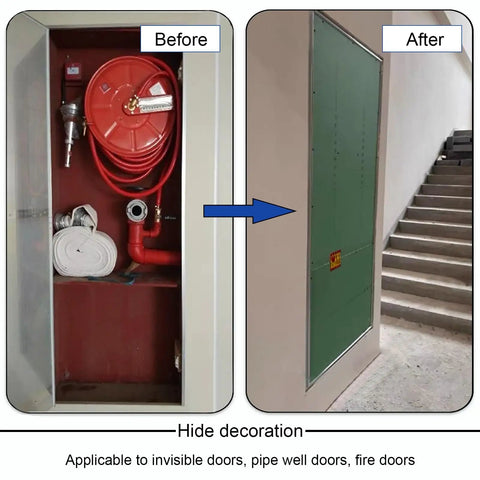 Solid As A Rock Drywall Access Panel 15 By 23 Inches Magnetic Push Latch installed to conceal plumbing and fire equipment.