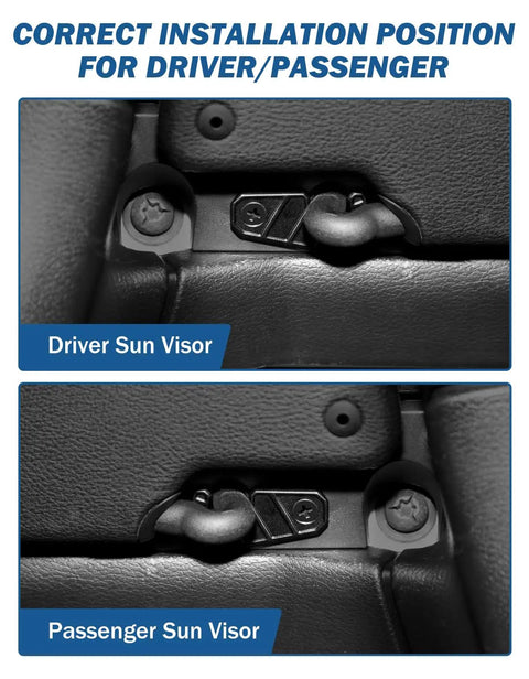 Correct installation of Upgraded Sun Visor Repair Kit For Jeep Wrangler JK JL And Gladiator 2018 To 2023 Heavy Duty Visor Clips 2 Pack