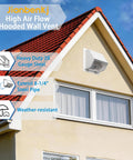 10 Inch Hooded Wall Vent With Screen And Damper For Outdoor Exhaust on house exterior, highlighting weather resistance