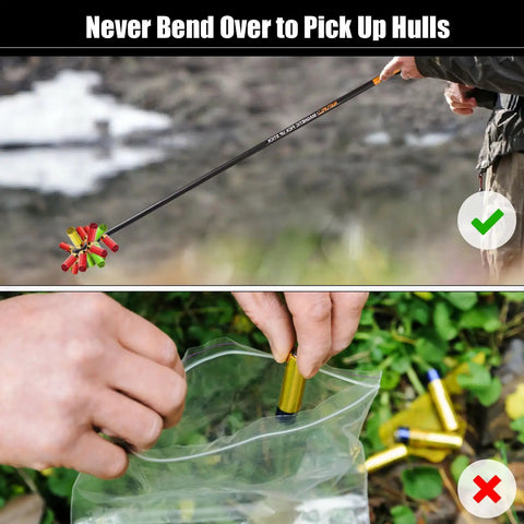 Magnetic Shotgun Hull Retriever Pick Up Tool With Mesh Carrying Bag Foldable Four Section Grabber That Lets You Pick Up 28 Hulls At Once Lightweight Shell Collector For Hunting Accessories