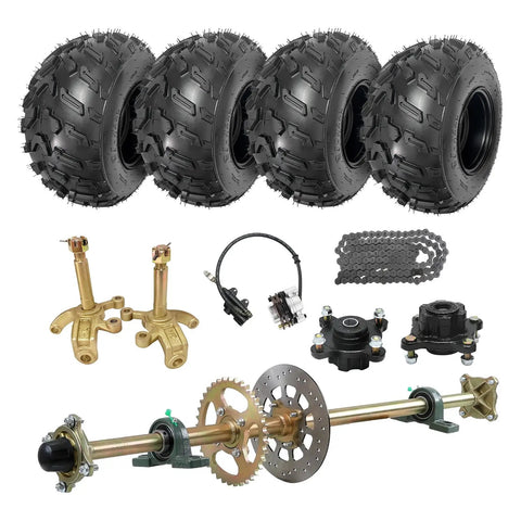 44 Inch Rear Axle Kit For Go Karts And DIY Builds, Tough As Nails, with 1120mm axle, 530 chain sprocket, 220mm brake disc