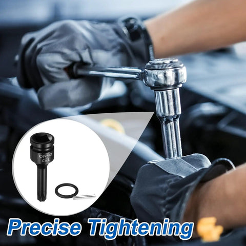 Mechanic using Torx Bit Socket T52 Six Point One Half Inch Drive For Impact Tools Chromoly Steel Heat Treated with cotter pin and O-ring