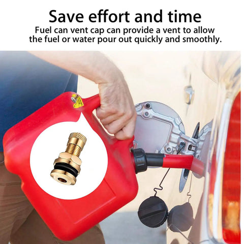 Gas Can Vent Caps Three Pack Universal Vent Kit For Fuel Tanks And Water Jugs, brass plated cap in use on red can