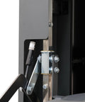Close-up of the quick release mechanism on the Top Shelf Cyclone Dust Collector With 1 5HP Motor And 110V Power.