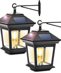 Easy Install Outdoor Solar Wall Lanterns Set Of 2 For Porch And Garden Waterproof LED Sconces With Four Panels Aluminum Glass