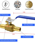 Load Up This Four Pack Of One Half Inch Pex Brass Full Port Shut Off Ball Valves Featuring Two Red Hot And Two Blue Cold Units That Deliver Hardcore Longevity And No Sweat Flow Control For This Rig Or House Plumbing Gig You Are Running, showcasing 1/2 inch brass valve size and features.