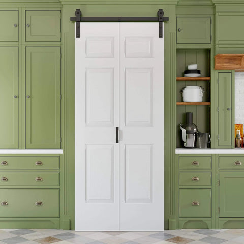 Paintable 40 By 84 Inch Bifold Barn Door With Six Panels No Assembly Required No Sweat Easy Glide Sliding Closet Doors