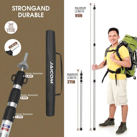 Adjustable Tarp Poles For Camping Set Of 2 Telescoping Tent Poles Extend From 3 Ft 1 In To 7 Ft 6 In Lightweight 2.87 Lb