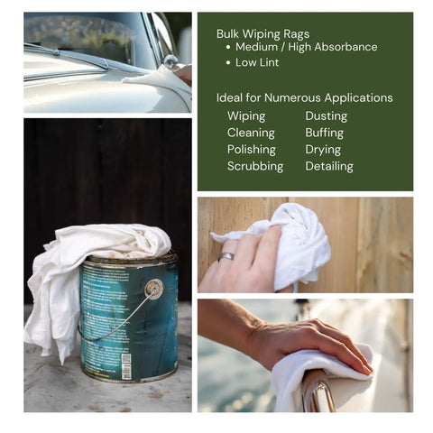 Bulk White Cotton Wiping Rags Made From Premium T Shirt Material Lint Free Cleaning Cloths For Auto Detailing 45 Lbs