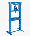 Beefy 12 Ton Hydraulic Shop Press With Sturdy H Frame And Movable Plate System, 5 Hole Adjustable Base For Bearing Bending Straightening And Forming, Floor Press In Blue.