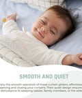Sleeping baby on bed illustrating the quiet, smooth glide operation of Heavy Duty Ceiling Curtain Track Rollers Pack Of 50.