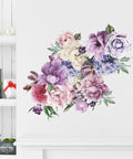 Giant Peony Wall Decals Four Piece Set With Watercolor Rose Blooms for Living Room and Bedroom Decor, Easy Peel and Stick Floral Art