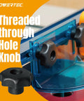 Pro Grade T-Track Knob Kit With Seven Star Knobs And 5/16-18 Bolts For Woodworking Jigs And Fixtures shown in use on a jig.