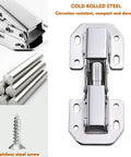 Hidden Hinges For Frameless Cabinet Doors Concealed Surface Mount 10 Pack Nickel Plated Cold Rolled Steel Built In Spring Keeps Door At Ninety Degrees Not Soft Closing Rust Resistant Easy To Install