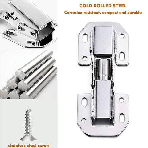 Hidden Hinges For Frameless Cabinet Doors Concealed Surface Mount 10 Pack Nickel Plated Cold Rolled Steel Built In Spring Keeps Door At Ninety Degrees Not Soft Closing Rust Resistant Easy To Install