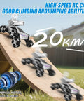 All Terrain One Sixteenth Scale Remote Control Car For Kids And Teens Eight Wheel Stunt Monster Truck Toy RC Car for Boys showcasing speed on ramp