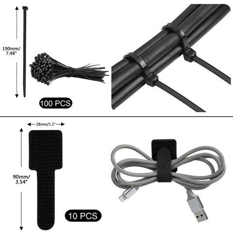 Must Have Cable Management Kit With Sleeves And Clips Includes Four Sleeves Thirty Seven Clips Seven Soft Holders Ten Adhesive Mounts