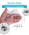 Hand holding 80 Piece Torsion Spring Assortment Kit Featuring 20 Sizes And 60 90 120 180 Degree Small Stainless Steel Torsion Springs