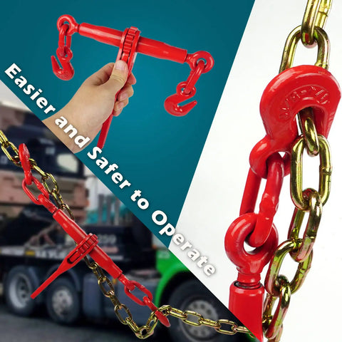 Ratchet Chain Binder One Quarter To Five Sixteenths Inch 2600 Lbs Working Load Limit Heavy Duty Tie Down For Flatbed Hauling