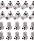 20 Pcs Thread Elbow Quick Release Air Tube Connector Set for Pneumatic and Hydraulic Equipment, Durable Silver Adapters