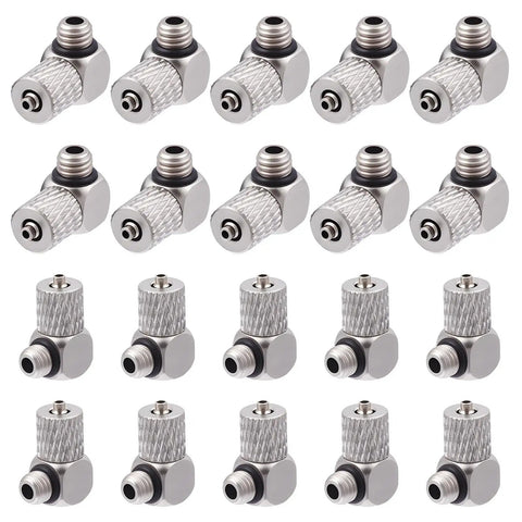 20 Pcs Thread Elbow Quick Release Air Tube Connector Set for Pneumatic and Hydraulic Equipment, Durable Silver Adapters