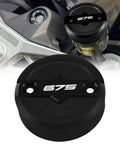 675 Series Motorcycle Brake Fluid Reservoir Cap And Front Master Cylinder Cover Anti Leak CNC Aluminum Black Finish