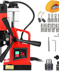 Heavy Duty Magnetic Drill Press 1300W 700RPM 1.57 Inch Boring with drill bits and accessories for metal work.