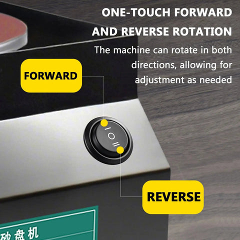 Heavy Hitter Electric Bench Sander And Easy Switch Knife Sharpener with forward and reverse rotation control button.