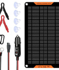 12V 10W Solar Car Battery Charger And Maintainer with alligator clip and cigarette lighter plug, portable solar trickle charger