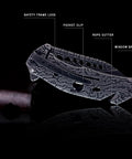 Pocket Folding Knife With 3D Skull Embossed Handle And Razor Sharp 440 Stainless Steel Blade, closed with safety lock and features