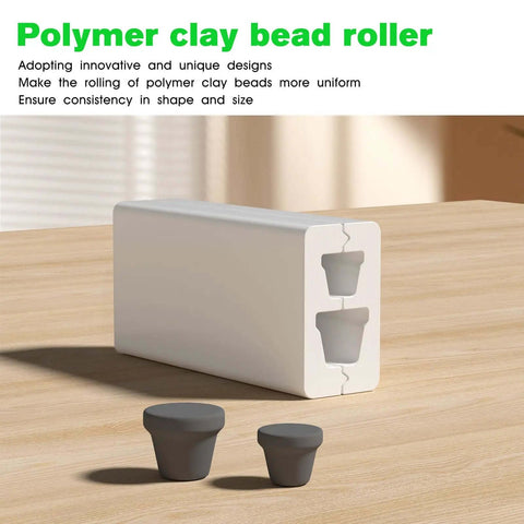 Pro Grade Polymer Clay Bead Roller Can Type Hand Roller for 10mm and 13mm Beads shown on a table with insert components included.