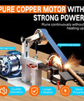 Beefy 2x72 Inch Belt Grinder Sander with Variable Speed Drive 1500W 2HP Motor shown grinding metal
