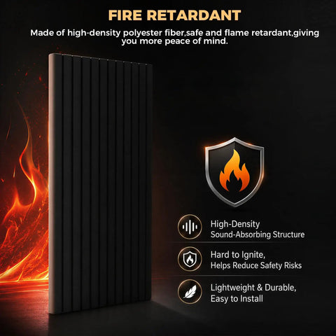 Premium Soundproof Acoustic Panels For Home Studios And Home Offices High Density Fireproof Noise Canceling Foam Wall Tiles In Classic Black, showcasing fire retardant features.