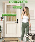 Front view of Fingerprint Smart Door Lock Set With App Control And Keyless Entry Bluetooth Touchscreen Keypad Deadbolt Auto Lock on a door
