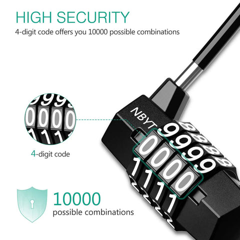 Close-up of 4-digit combination on Tough As Nails Heavy Duty Long Shackle Padlock With 4 Digit Resettable Combination And Steel Cable