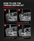 M14x1.5 Thread Repair Kit With 10 Solid 304 Stainless Steel Inserts For Engines Cars ATVs UTVs Motorcycles And Bikes 17.8mm Repair Inserts Pro Grade Tough As Nails Durable Easy Install, thread repair steps