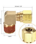 Brass 90-degree elbow compression fitting, 1/4 NPT to 1/4 in tube OD, hex nut, pack of 2