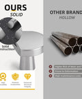 Comparison image showing Heavy Duty Zinc Alloy Cabinet Knobs 5 Pack Brushed Nickel Drawer Handles against hollow brands.