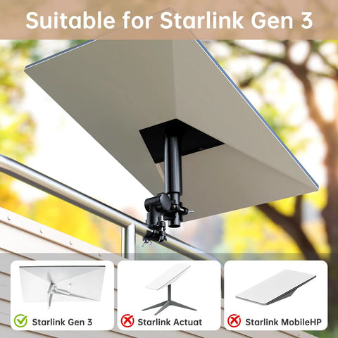 Starlink Gen 3 RV Mount Kit With 360 Degree Rotating Pole Adapter And Length Adjustable Pole For High Speed Internet On RVs Motorcycles Fences Deck Rails Flagpoles Rooftops