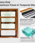 Heavy Duty Insulated Sliding Windows For Sheds Featuring Soundproof Tilt Glass And Warm Wood Grain Finish Smooth Flush Mount Replacement view showing aluminum frame and tempered glass.