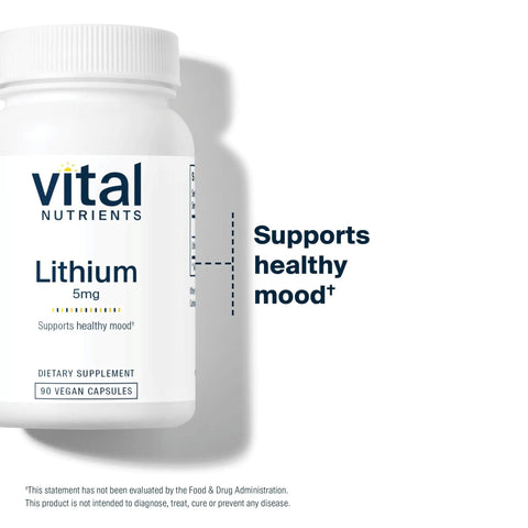 Lithium Orotate 5mg Vegan Brain Boost for Memory and Mood, Behavioral Health and Calm Vibes, Stress Balance, 90 Capsules