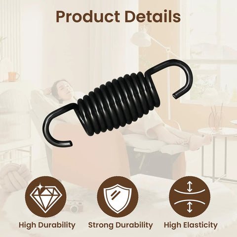 Heavy Duty Recliner Springs 12 Turn Extension Springs 1.9 Inch Furniture Hardware showing a black steel coil spring with hooks.