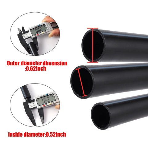 Close-up view of Half Inch End Plugs For Drip Irrigation Tubing Barbed Connectors For Half Inch ID And 16mm Tubing 10 Pack Easy Install Compatible With Raindrip 052010P Drip Tubing Durable Plastic Fittings showing measurements for outer and inner diameter.