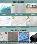 Usage guide for surfaces applicable and not applicable for Heavy Duty Nylon Hook And Loop Strips With Adhesive 30 Ft Each