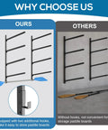 Premium Heavy Duty Kayak Storage Rack Wall Mount System For Garage with additional paddle board hooks and adjustable arms.