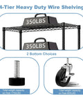 4 Tier Metal Shelving Unit for Garage Storage Ultra Heavy Duty Carbon Steel Rack With Adjustable Heights showing weight capacity